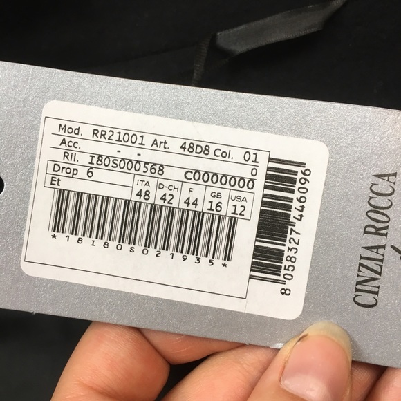 Cinzia Rocca Black Cocoon Pea Coat Wool Cashmere Stand Up Collar Large - Picture 11 of 13